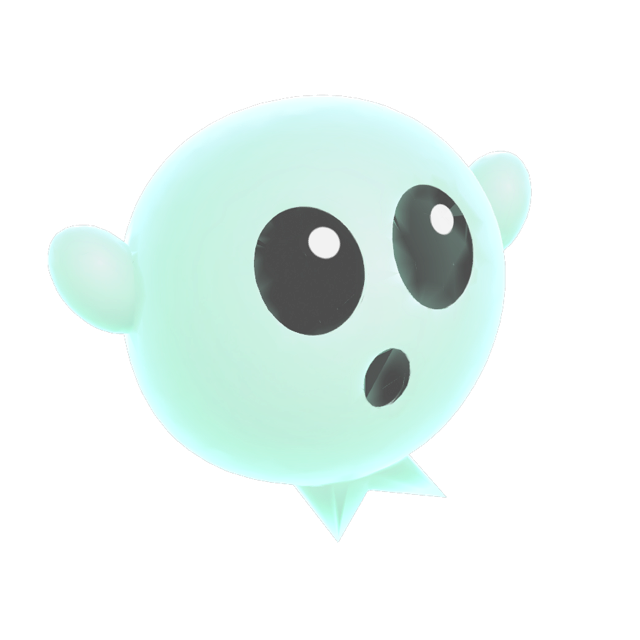 Jitter, a round, fluffy ghost