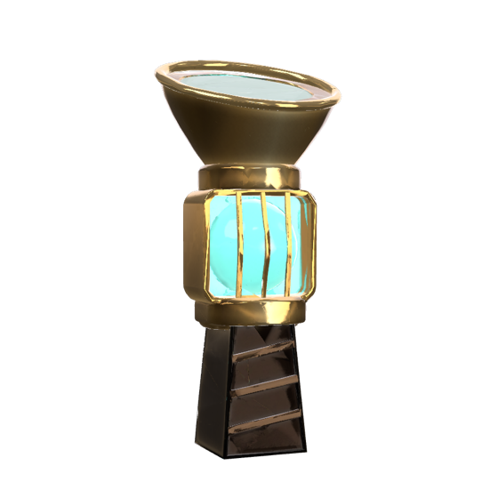The Spook-Vac, a brass ghost vacuum with a glowing glass chamber